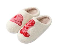 V OPXIN Pantoufles mignonnes en peluche pour homme et femme - Confortables et chaudes - Chaussures d'intérieur et d'extérieur « Meet Me at Midnight », fraise, champignon, mauvais yeux, cœur,