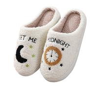 V OPXIN Pantoufles mignonnes en peluche pour homme et femme - Confortables et chaudes - Chaussures d'intérieur et d'extérieur « Meet Me at Midnight », fraise, champignon, mauvais yeux, cœur,