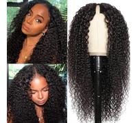 V Part Perruque Femme 10A Upgrade U Part Bouclés Perruque Cheveux Humains Bouclés Brésilienne 150% Densité V Shape Perruque Demi Perruque Couleur Naturelle 16 Pouces Boucles Crépus V Part Perruque