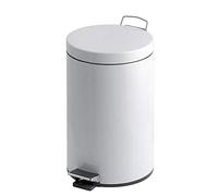 Poubelle métal blanc 20 litres ronde à pédale