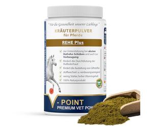 V-POINT REHE Plus en Cas de Crises de fourbure aiguës pour la prévention favorise l'irrigation Sanguine de la Peau du Sabot - avec Poudre de cynorrhodon Chardon-Marie spiruline (450 g)