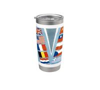 « V » pour la victoire dans les drapeaux alliés (1942-1945) Gobelet isotherme en acier inoxydable double paroi