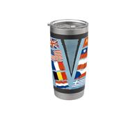« V » pour la victoire dans les drapeaux alliés (1942-1945) Gobelet isotherme en acier inoxydable double paroi