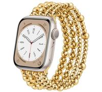 V.R.HOPE Bracelet à perles compatible avec Apple Watch - 40 mm, 42 mm, 41 mm, 38 mm, pour femme - Bracelet élastique tendance pour iWatch SE Series 11 10 9 8 7 6 5 4 3 2 1 - Doré - Grand