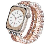 V.R.HOPE Bracelet de montre compatible avec Apple Watch - 45 mm, 44 mm, 42 mm, 41 mm, 40 mm, 38 mm, élégant et extensible pour femme - Fabriqué à la main pour iWatch Série SE 9 8 7 6 5 4 3 2 1, 44mm