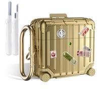 V.R.HOPE Coque Compatible avec AirPods 4 Case Cover, Design Valise Amusant Coque de Protection pour Airpods 4 Génération 2024, Coque Rigide de Protection Mignonne à la Mode avec Kit de Nettoyage et