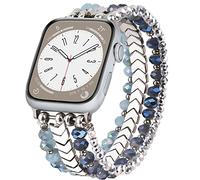 V.R.HOPE Pearl Bracelets compatibles avec Apple Watch 44 mm, 45 mm, 46 mm, 49 mm, 42 mm pour femme, compatible avec iWatch SE et Series 10 9 8 7 6 5 4 3 2 1 - Bleu, taille S