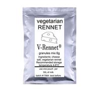 V-Rennet Lot de 5 sachets de granulés végétariens de présure et de sel au fromage 6 g