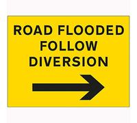 V Safety 7A191BR-RY VSafety Road Flood Follow Diversion Flèche droite 600 mm x 450 mm 2 mm Plastique rigide