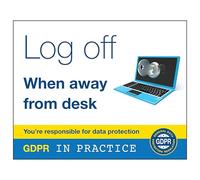 V Safety Autocollant en vinyle avec inscription « Log Off When Away From Desk » 100 x 80 mm