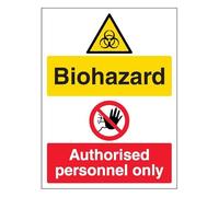 V Safety Biohazard/Authorised Personal Only - Portrait 150 x 200 mm - Panneau de sécurité autocollant en vinyle phosphorescent