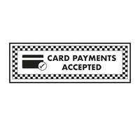 V Safety Card Payments Accepted/Card Symbole - Paysage 300 x 100 mm - Panneau de sécurité autocollant en vinyle phosphorescent