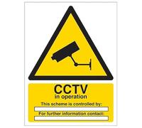 V Safety CCTV In Operation - Scheme Is Controlled By 450 x 600 mm - Panneau de sécurité en aluminium composite de 3 mm