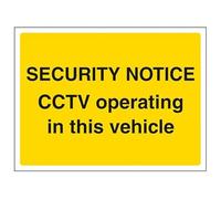 V Safety CCTV Operating In This Vehicle - Paysage 200 x 150 mm - Panneau de sécurité autocollant en vinyle phosphorescent