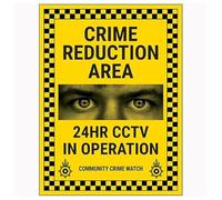 V Safety Crime Reduction Area / 24HR CCTV In Operation/Community Crime Watch 200 x 300 mm - Vinyle autocollant - Panneau de sécurité effet aluminium