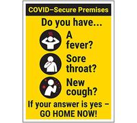 V Safety CV120BC-R Vsafety COVID-Secure - Have A Fever/Go Home 300 mm x 400 mm-1 mm Plastique rigide