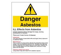 V Safety Danger Asbestos Guidance - Portrait 150 x 200 mm - Panneau de sécurité autocollant en vinyle