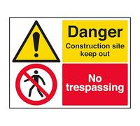 V Safety Danger Construction Site Keep Out/No Trespassing Panneau de sécurité en plastique rigide 400 x 300 mm 1 mm