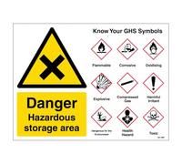 V Safety Danger Hazardous Storage Area Guidance Grand paysage 400 x 300 mm Autocollant en vinyle