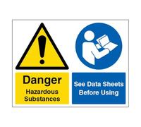 V Safety Danger Hazardous Substances/See Data Sheets - Paysage 400 x 300 mm - Panneau de sécurité en plastique rigide de 1 mm