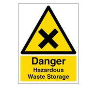 V Safety Danger Hazardous Waste Storage - Portrait 200 x 300 mm - Panneau de sécurité en plastique rigide de 2 mm