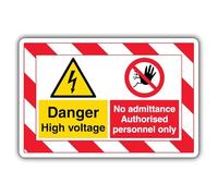 V Safety Danger High Voltage/No Admittance Authorised Personnel Only - ExtraViz Panneau de sécurité en aluminium composite 350 x 250 mm 3 mm