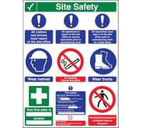 V Safety Danger/No Admittance/Visitors Report To Reception - Paysage 400 x 300 mm - Panneau de sécurité autocollant en vinyle