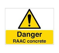 V Safety Danger RAAC Concrete Grand paysage 400 x 300 mm Panneau de sécurité en aluminium composite 3 mm