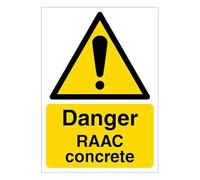 V Safety Danger RAAC Concrete - Portrait 210 x 297 mm (A4) - Panneau de sécurité autocollant en vinyle
