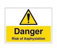 V Safety Danger Risk of Asphyxiation Grand paysage 600 x 450 mm Panneau de sécurité en plastique rigide 2 mm