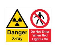 V Safety Danger X-Rays/Do Not Enter When Red Light Is - Paysage 600 x 450 mm - Panneau de sécurité autocollant en vinyle