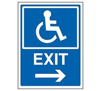 V Safety Disabled Exit Arrow Right 300 x 400 mm - Panneau de sécurité en aluminium composite 3 mm