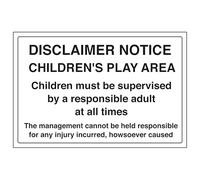 V Safety Disclaimer Notice - Children's Play Area - Grand paysage 300 x 200 mm - Panneau de sécurité en plastique rigide de 2 mm