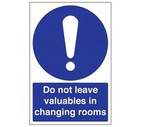 V Safety Do Not Leave Valuables In Changing Rooms Autocollant en vinyle Effet aluminium 200 x 300 mm
