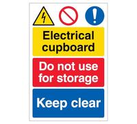 V Safety Electrical Cupboard/Do not use for storage/Keep clear Panneau de sécurité en aluminium composite 200 x 300 mm 3 mm