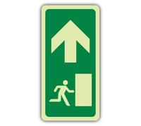 V Safety Emergency Exit - Arrow Up - Panneau de directive CE - 150 x 300 mm | Brillent dans le noir | Vinyle auto-adhésif triple brillance | Signalisation sûre - Fabriqué en Grande-Bretagne
