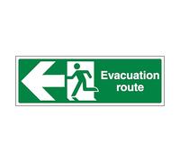 V Safety Evacuation Route Arrow Left 450 x 150 mm - Panneau de sécurité composite en aluminium brossé 3 mm