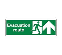 V Safety Evacuation Route Arrow Up 300 x 100 mm - Panneau de sécurité composite en aluminium brossé 3 mm