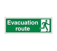 V Safety Evacuation Route Right Panneau de sécurité en aluminium brossé 300 x 100 mm 3 mm