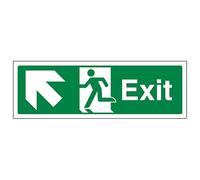 V Safety Exit Arrow Up And Left - Paysage 300 x 100 mm - Panneau de sécurité autocollant en vinyle phosphorescent