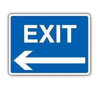 V Safety Exit - Panneau de sécurité en aluminium réfléchissant RA1 - Motif flèche bleue à gauche - 600 x 450 mm