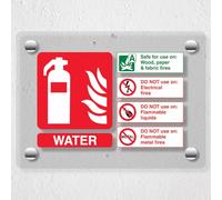 V Safety Extincteur à eau 150 x 100 mm en acrylique Perspex transparent Panneau de sécurité