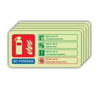 V Safety - Extincteur à poudre BC Photoluminescent - Panneau de sécurité - 220 x 110 mm - Plastique rigide de 1,2 mm - Triple lueur