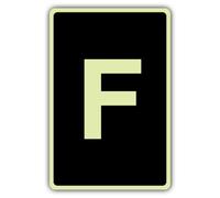 V Safety F Label Sign - 150 x 225 mm - Vinyle Triple Glow - Noir | Phosphorescent | Vinyle auto-adhésif triple lueur | Signalisation de sécurité professionnelle - Fabriqué en Grande-Bretagne