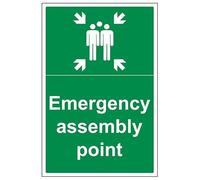 V Safety Fire Assembly Point - Point de montage d'urgence - 300 x 400 mm - Panneau de sécurité avec cadre à pression