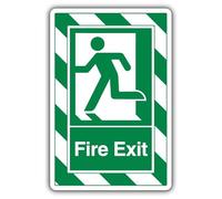 V Safety Fire Exit Man Running Left - ExtraViz 250 x 350 mm - Panneau de sécurité autocollant en vinyle phosphorescent