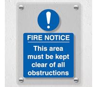 V Safety Fire Notice This Area Must Be Clear Panneau de sécurité en acrylique Perspex Transparent 150 x 200 mm