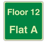 V Safety Floor 12 Plaque plate A 80 x 80 mm Double lueur rigide Vert | Brille dans le noir | Plastique rigide double lueur | Signalisation de sécurité professionnelle - Fabriqué en Grande-Bretagne