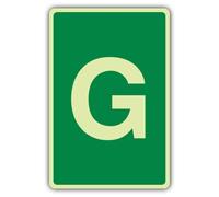 V Safety G Label Sign - 150 x 225 mm - Triple Glow Vinyl - Full Green | Phosphorescent | Vinyle auto-adhésif triple lueur | Signalisation de sécurité professionnelle - Fabriqué en Grande-Bretagne