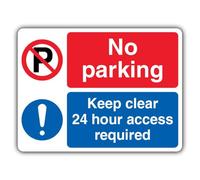 V Safety GloReflect No Parking - Keep Clear - Access Required - Double symbole - Panneau de sécurité paysage - 300 x 225 mm - Vinyle autocollant - GloReflect